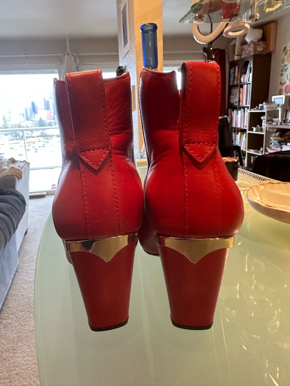 Nordstrom Red Leather Pointed Ankle Booties - Picture 2 of 3
